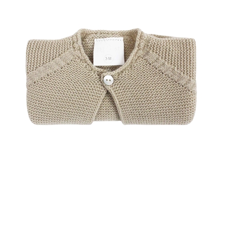 Beige knit short baby cardigan m&h