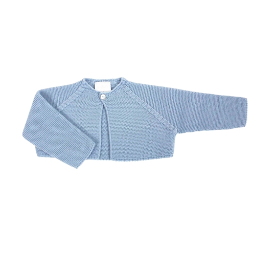 Blue thick knitted short baby cardigan m&h