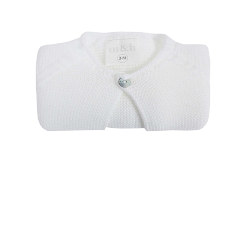 White thick sort knitted baby cardigan m&h