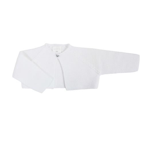 White thick sort knitted baby cardigan m&h