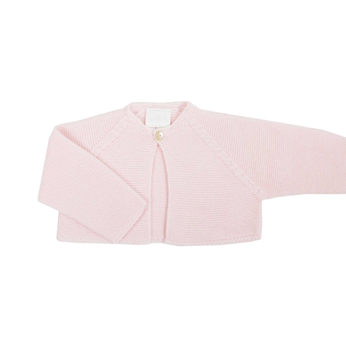 Chaqueta corta rosa en punto de bebé