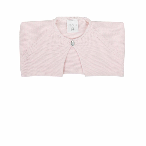 Chaqueta corta rosa en punto perlé bobo