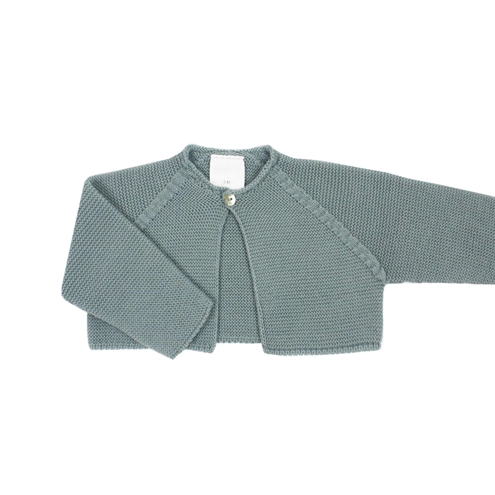 Chaqueta corta verde agua en punto bebé