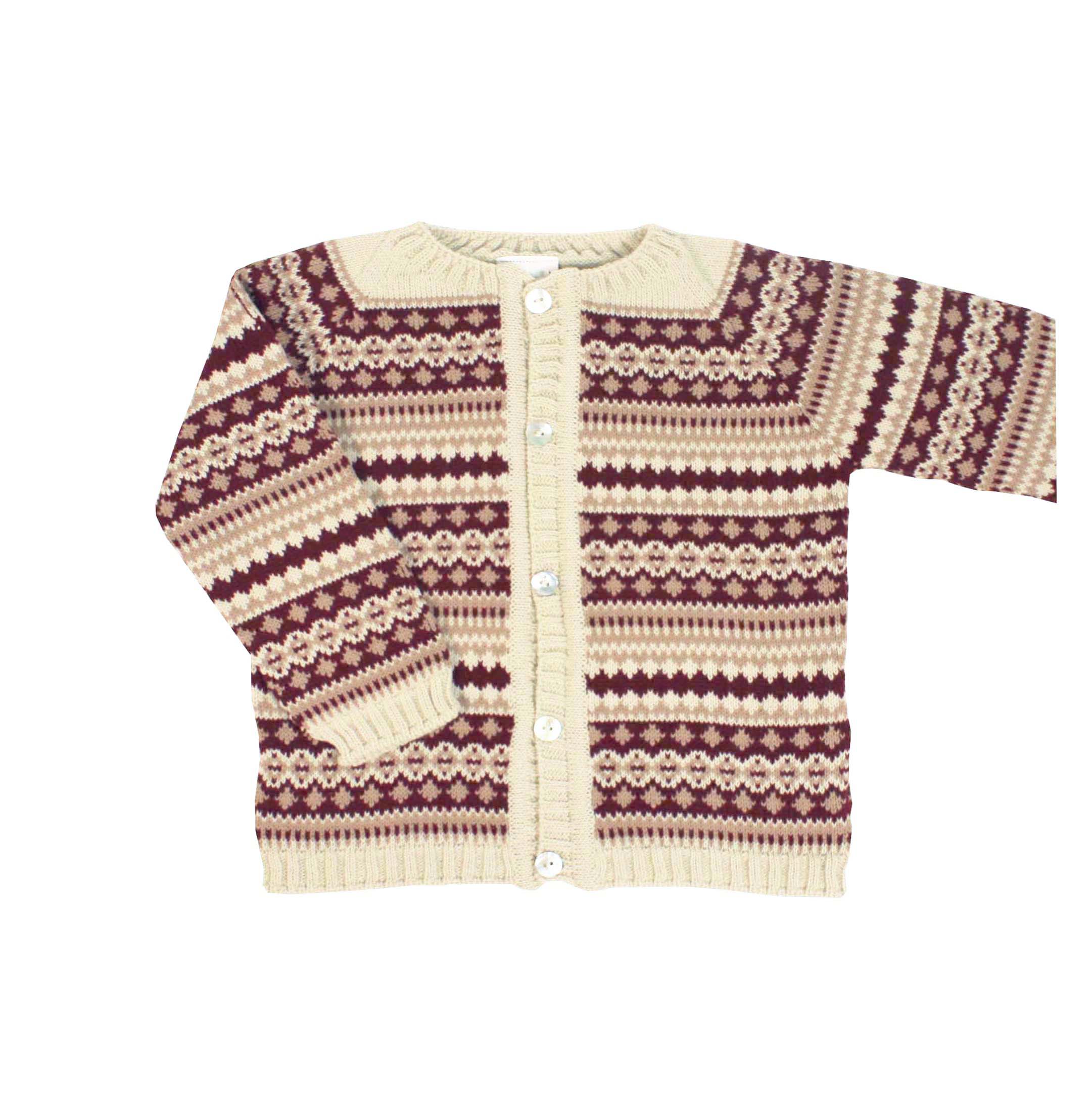 jacquard burgundy cardigan