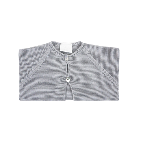 Chaqueta larga dos botones gris punto bobo de perlé