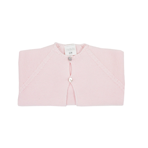 Chaqueta larga dos botones rosa punto bobo de perlé