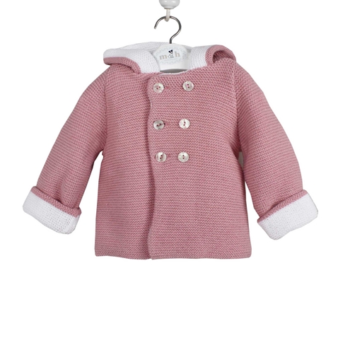 Chaquetón punto liso rosa palo