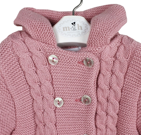 chaquetón punto ochos rosa palo