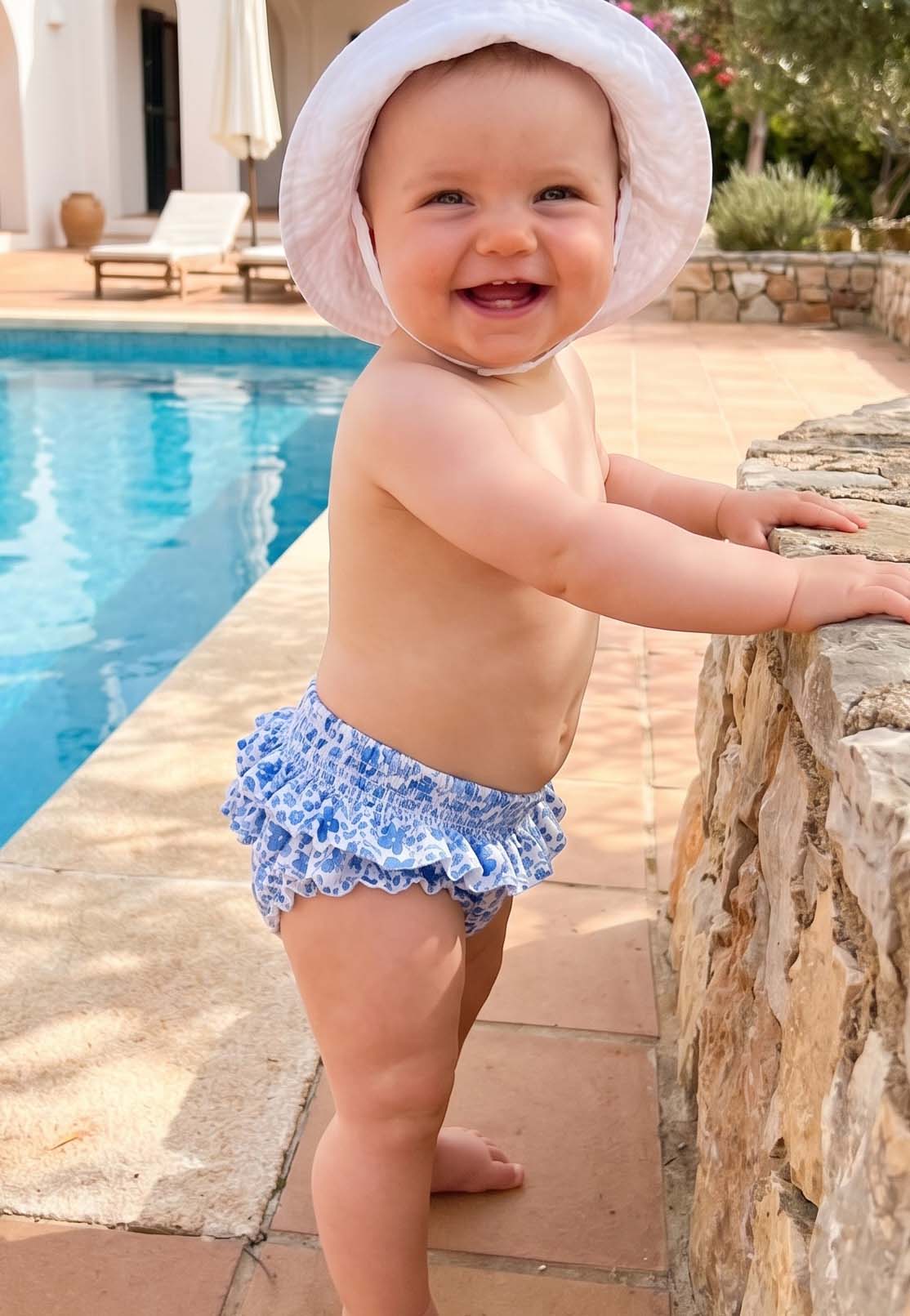 blue flowers lycra bloomer