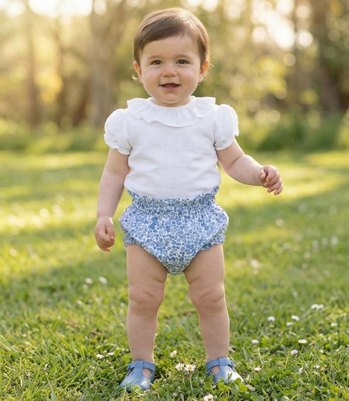 blue flowers diaper bloomer