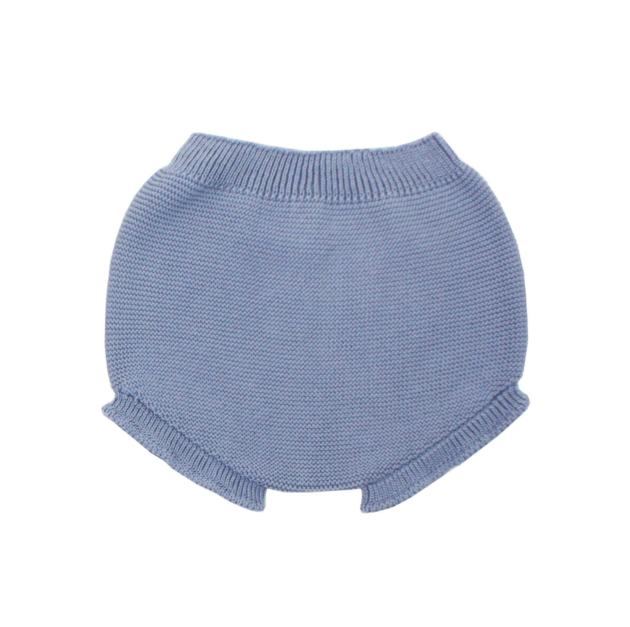 Baby medium blue knit bloomer with ruffles