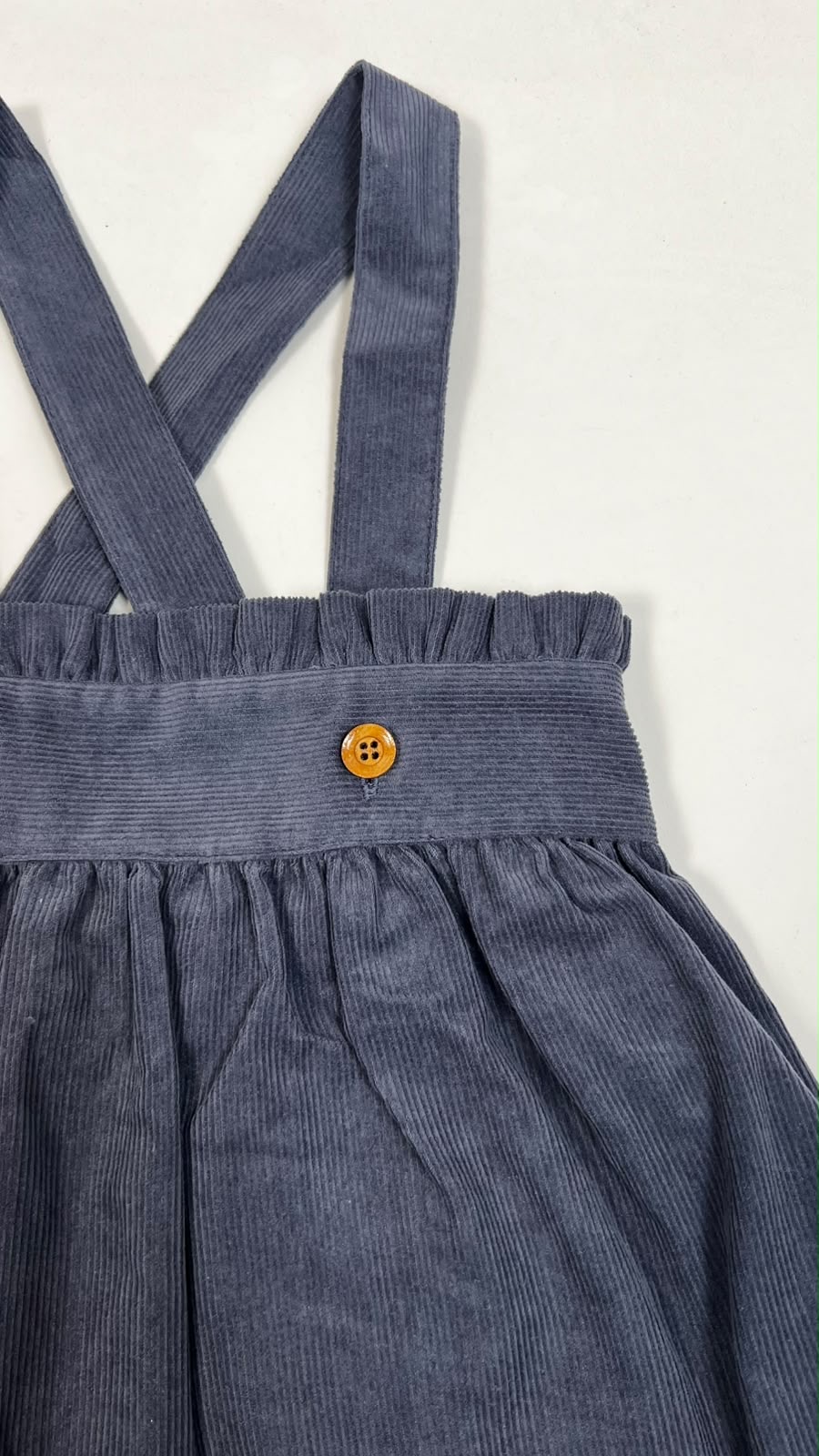 blue corduroy skirt with straps