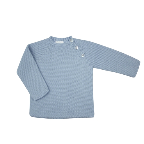 Blue sweater buttons thick knit 