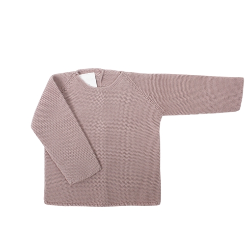 Jersey de bebé rosa palo en punto bobo perlé 