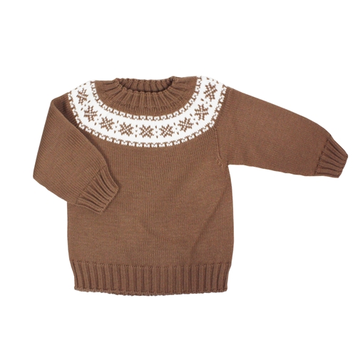 Jersey punto cámel con greca blanca