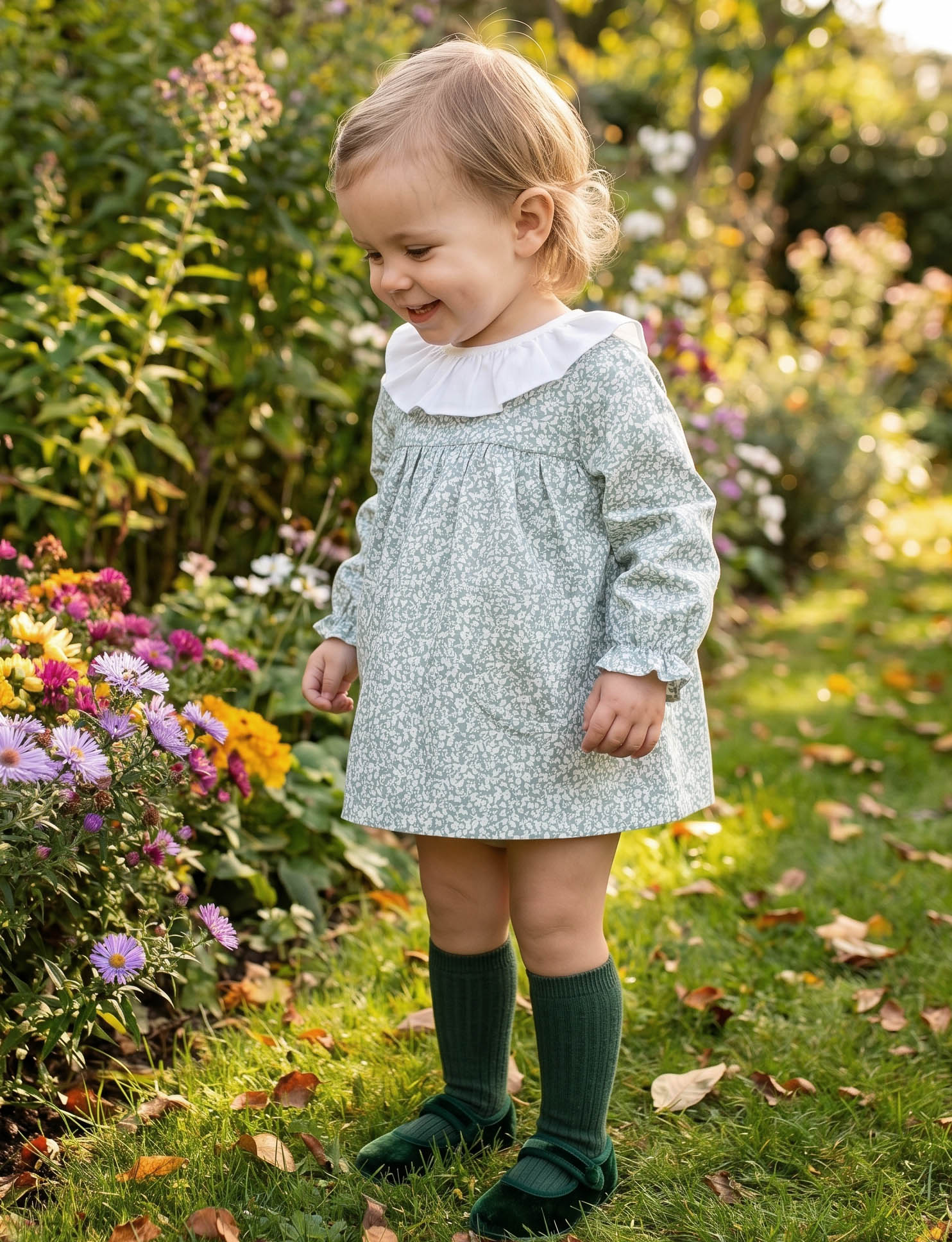 baby dress gree leaves