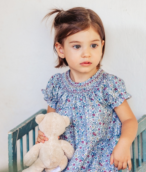 blue burgundy baby dress