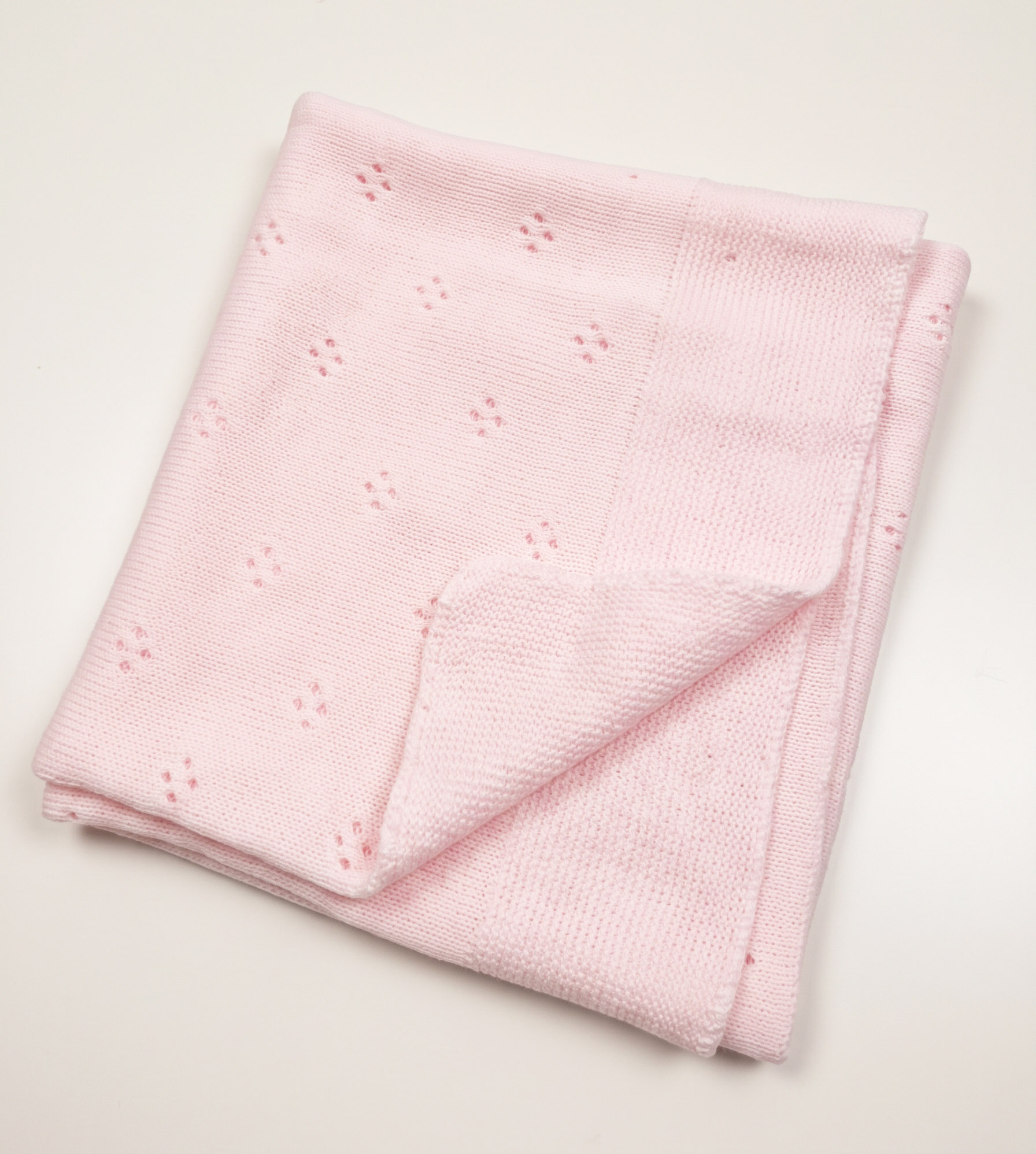 pink openwork blanket