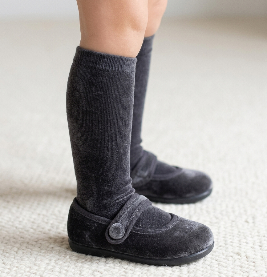 grey velvet shoes