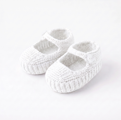 White Mary Jane baby knit shoes
