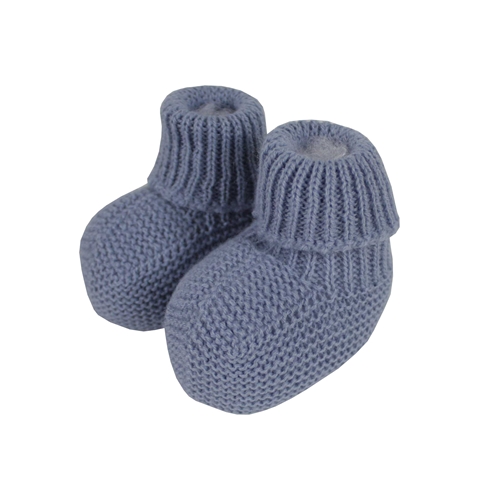 Knitted baby shoes medium blue m&h
