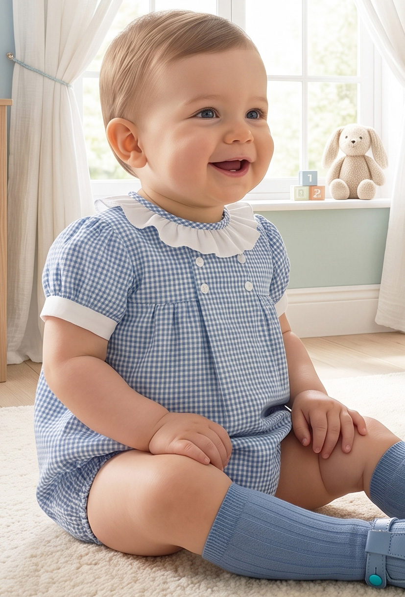 blue plaid romper