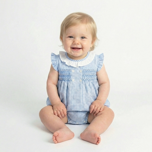 blue plaid romper baby