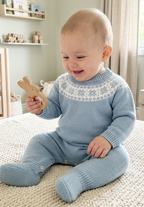 blue knit suit baby