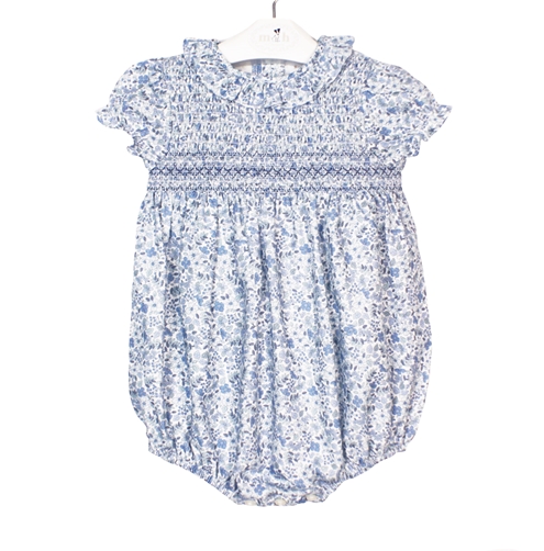 romper baby blue print flowers