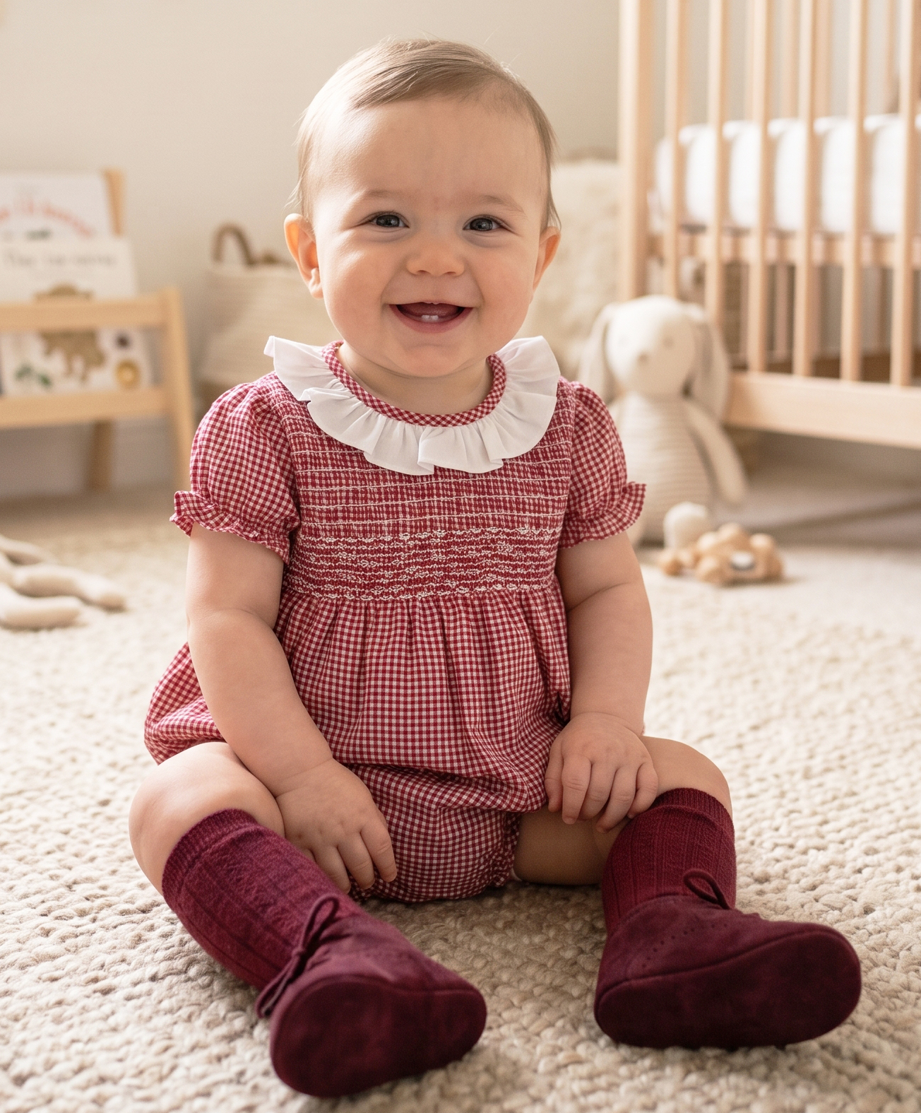 romper baby burgundy print