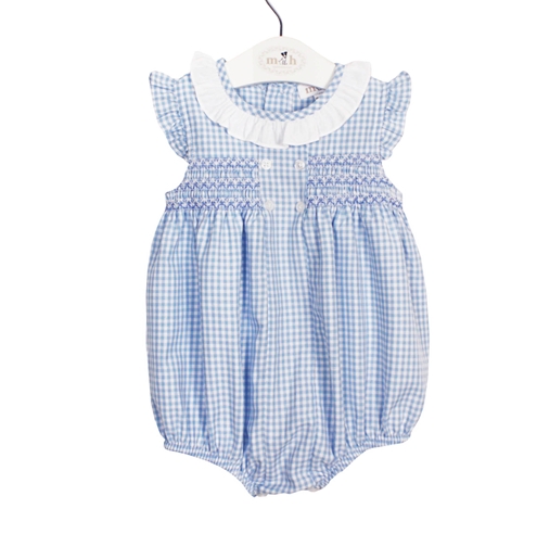 baby romper blue plaid