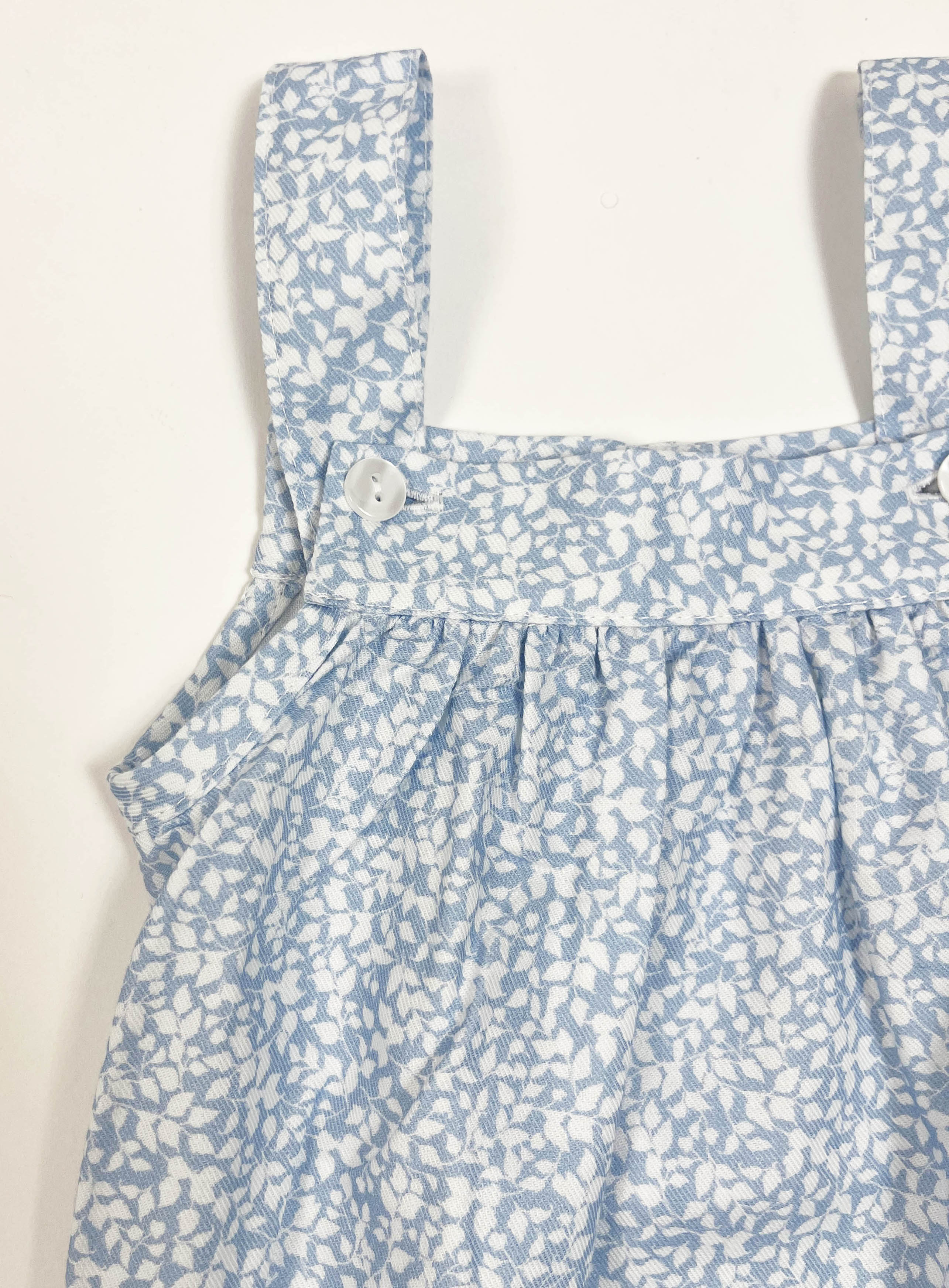 blue leaves baby romper