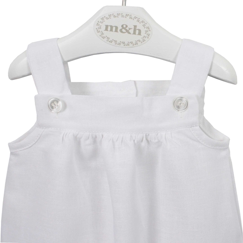 peto bebe lino blanco botones