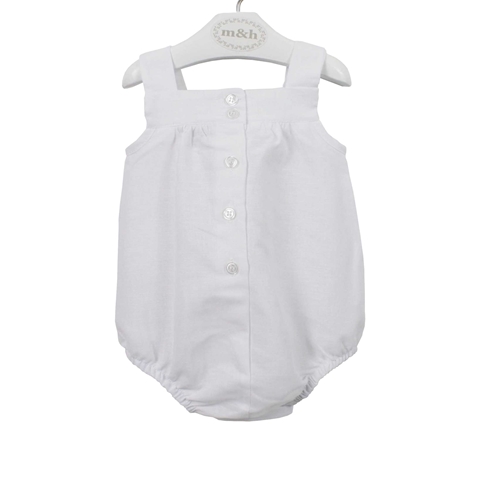 peto bebe lino blanco botones