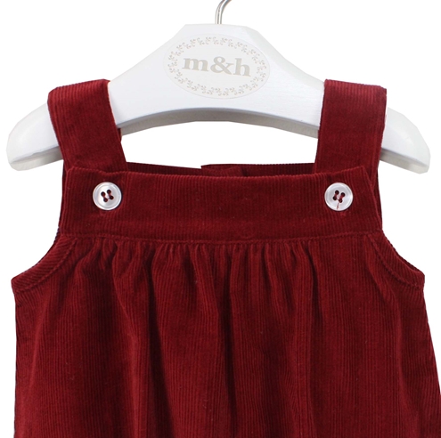 baby romper burgundy corduroy