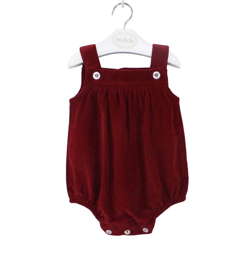 burgundy corduroy baby romper