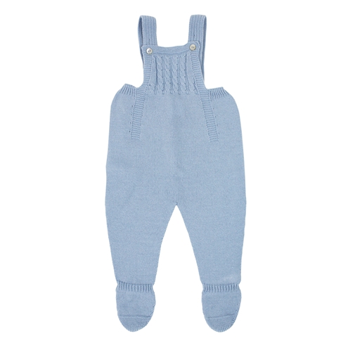 Blue knit baby dungaree with braces m&h