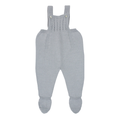 Grey knit baby dungaree with braces m&h