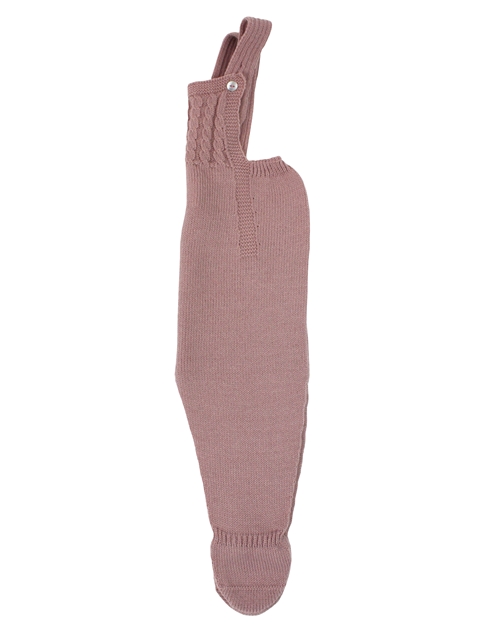 Pastel pink knit baby dungaree with braces m&h
