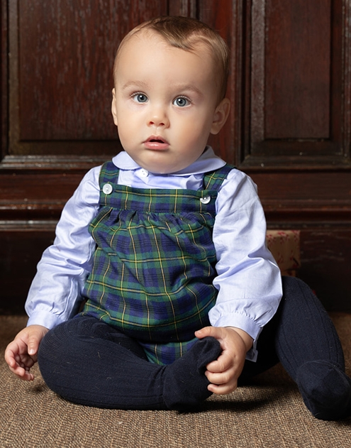 m&h baby romper tartan
