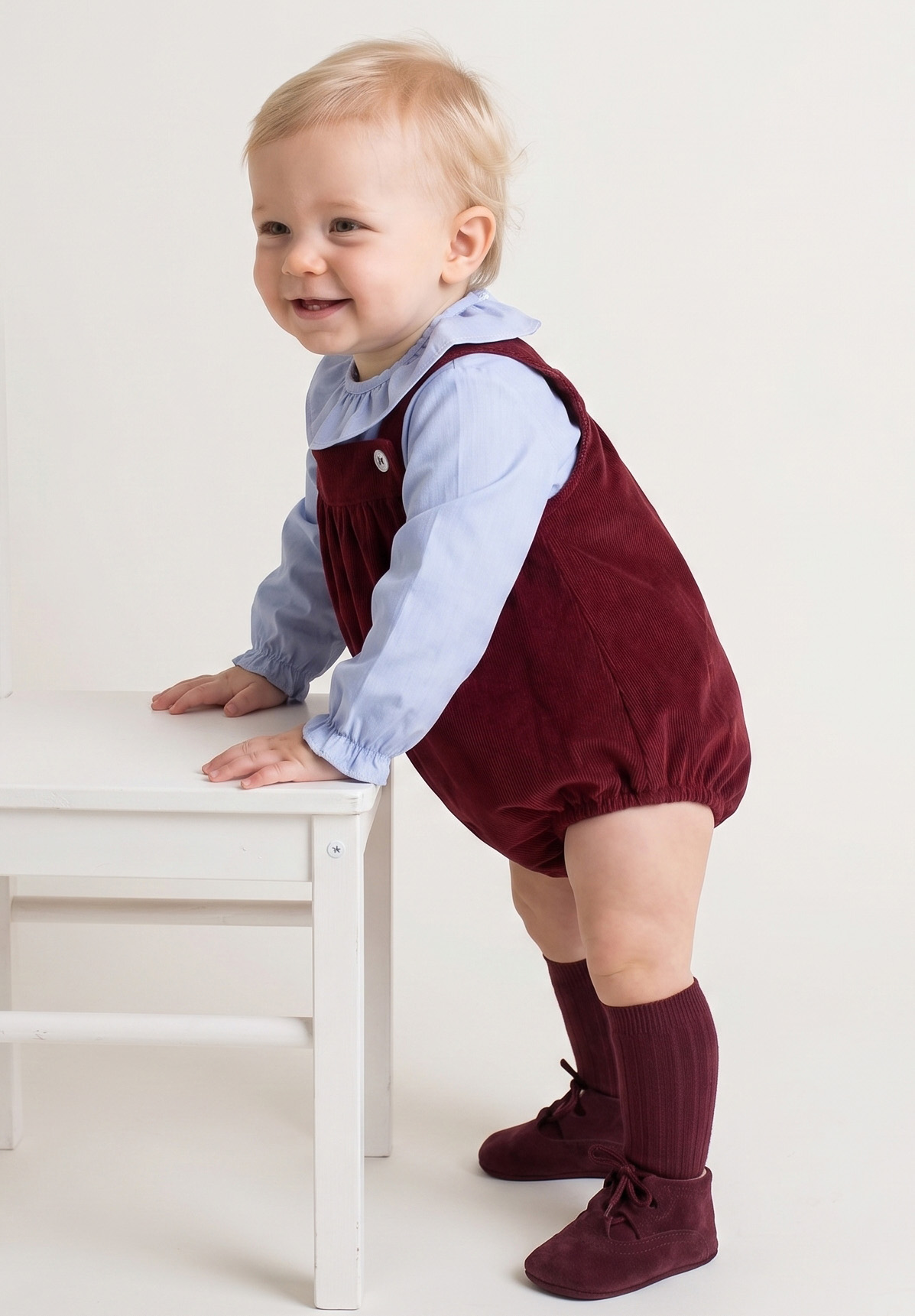 burgundy baby romper corduroy