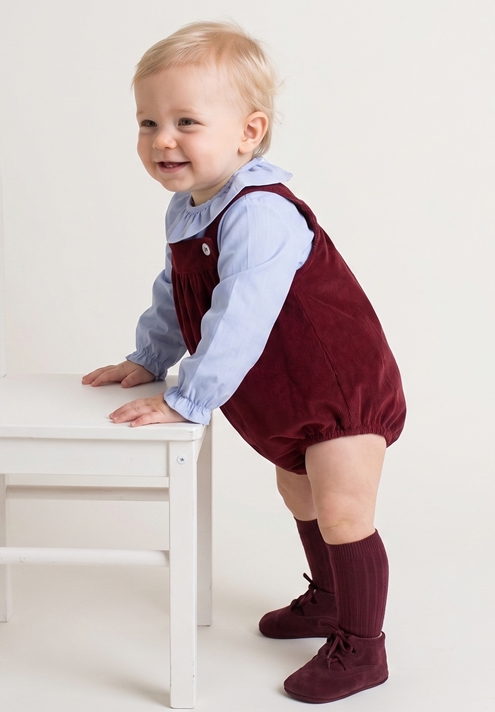 burgundy baby romper corduroy