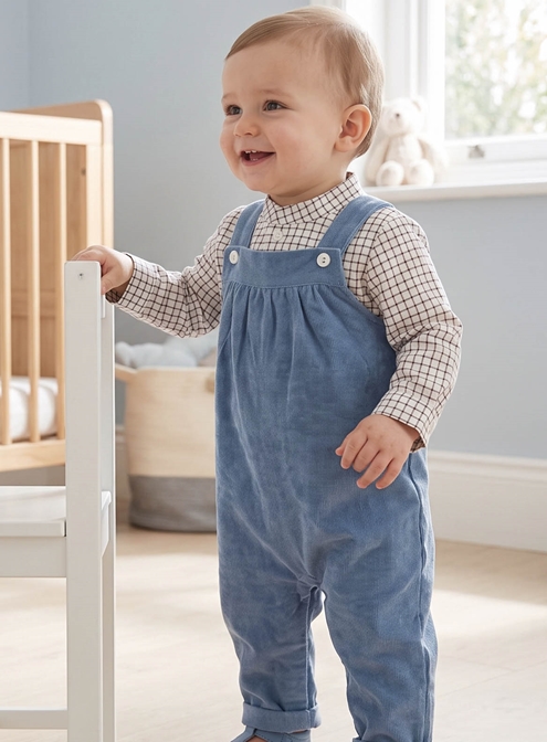 medium blue corduroy romper