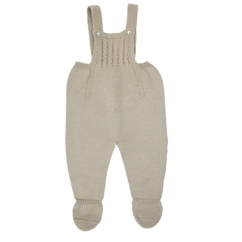 Beige knit baby dungaree with braces