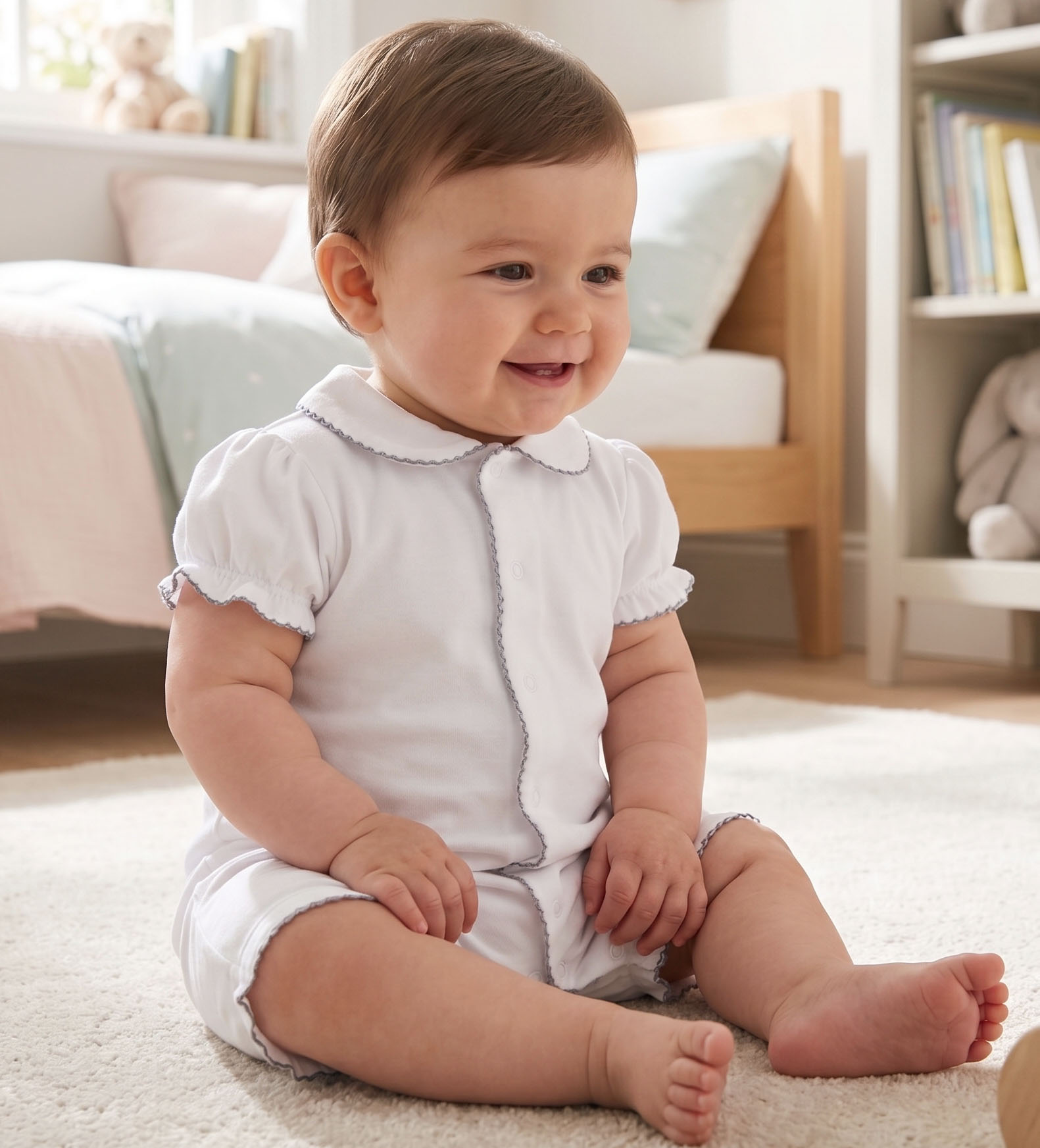 white shot sleepsuit