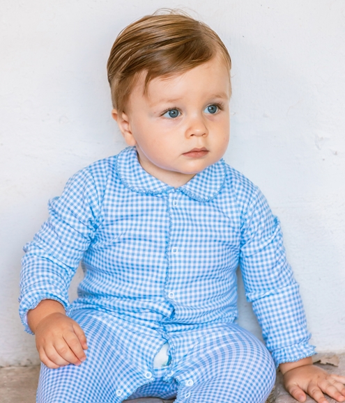 baby sleepsuit blue plaid