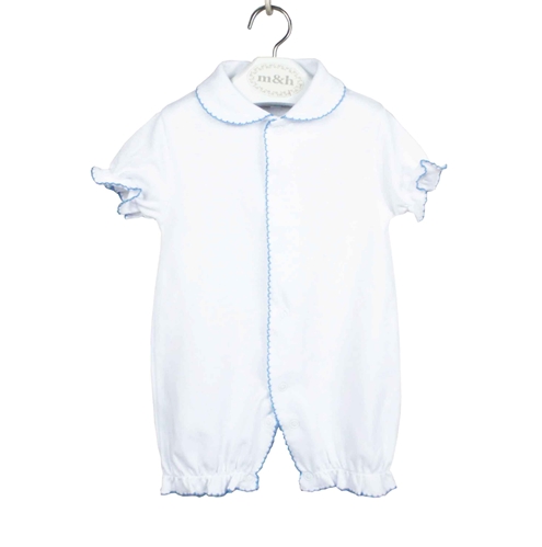 Pijama corto azul blanco