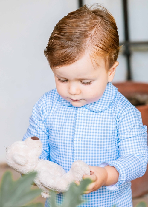 blue plaid sleepsuit