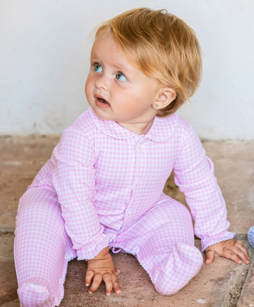 pink plaid sleepsuit