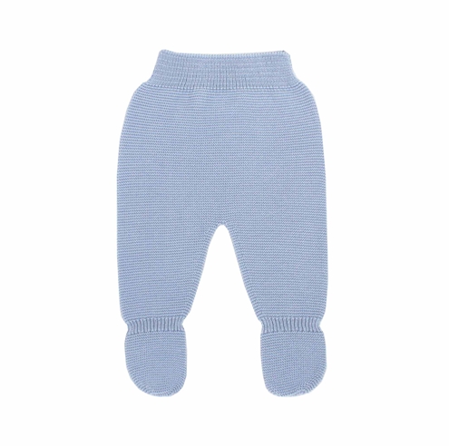 Polaina de bebé azul en punto bobo perlé 